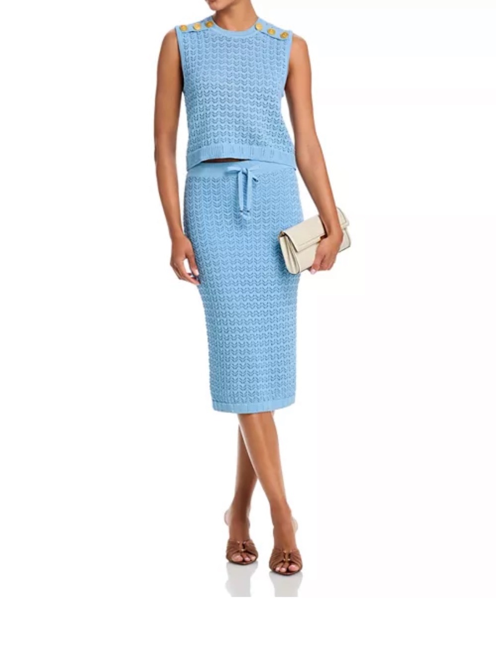 L'AGENCE Light Blue Knit Midi Skirt